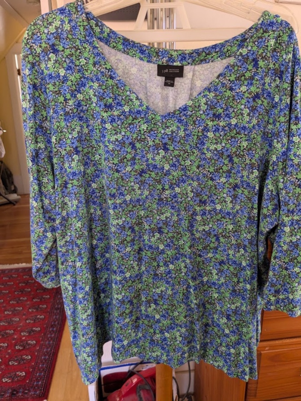 FINAL MARKDOWN! J. Jill Wearever Blue and Green Floral Top, 2x